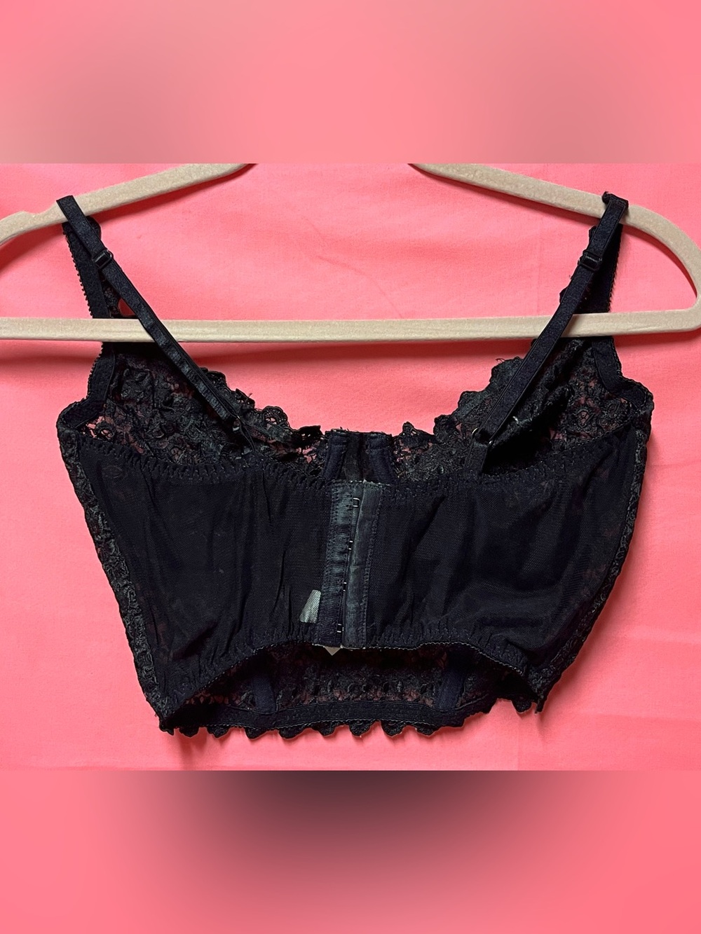 Vintage Victoria's Secret Black Lace Longline Balconette Bra Bustier 38C Corset - Picture 6 of 9